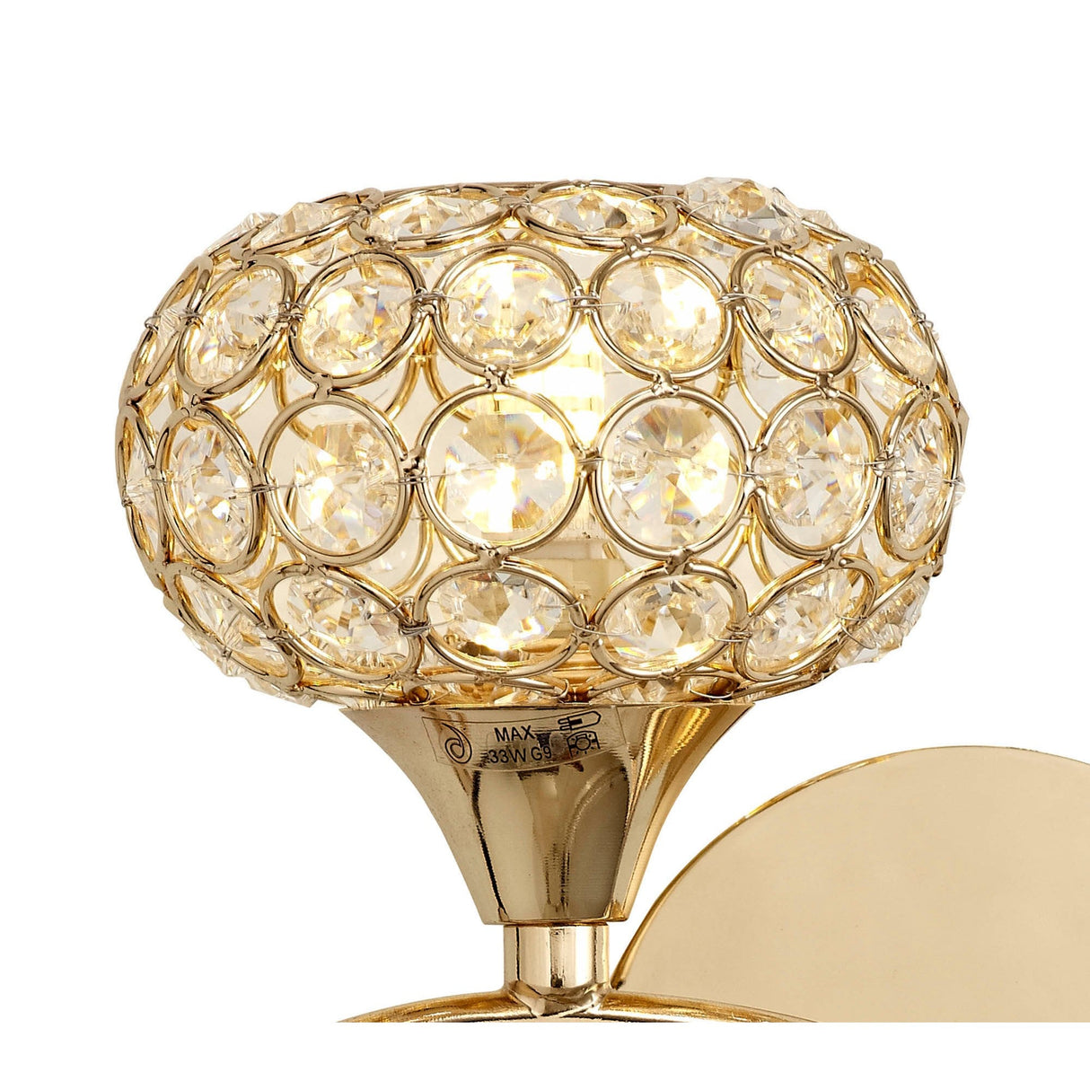 Leimo 1 Light Crystal Left Wall Light - Gold