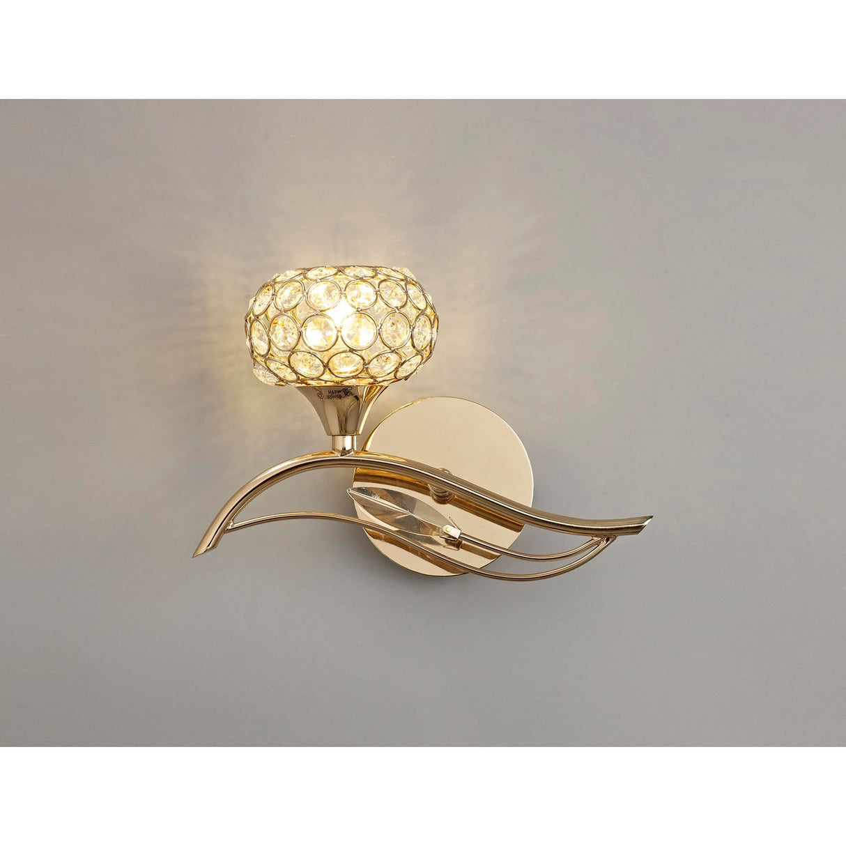 Leimo 1 Light Crystal Left Wall Light - Gold