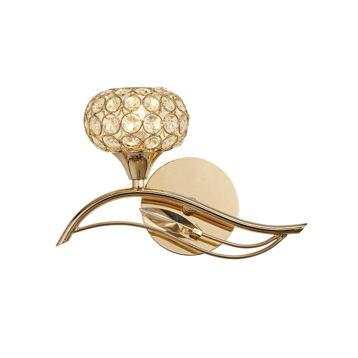 Leimo 1 Light Crystal Left Wall Light - Gold