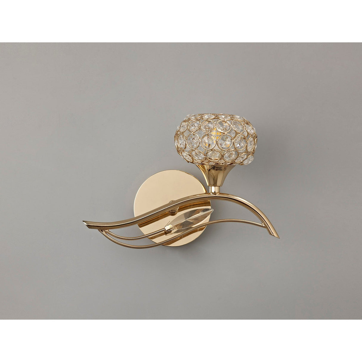 Leimo 1 Light Crystal Right Wall Light - Gold