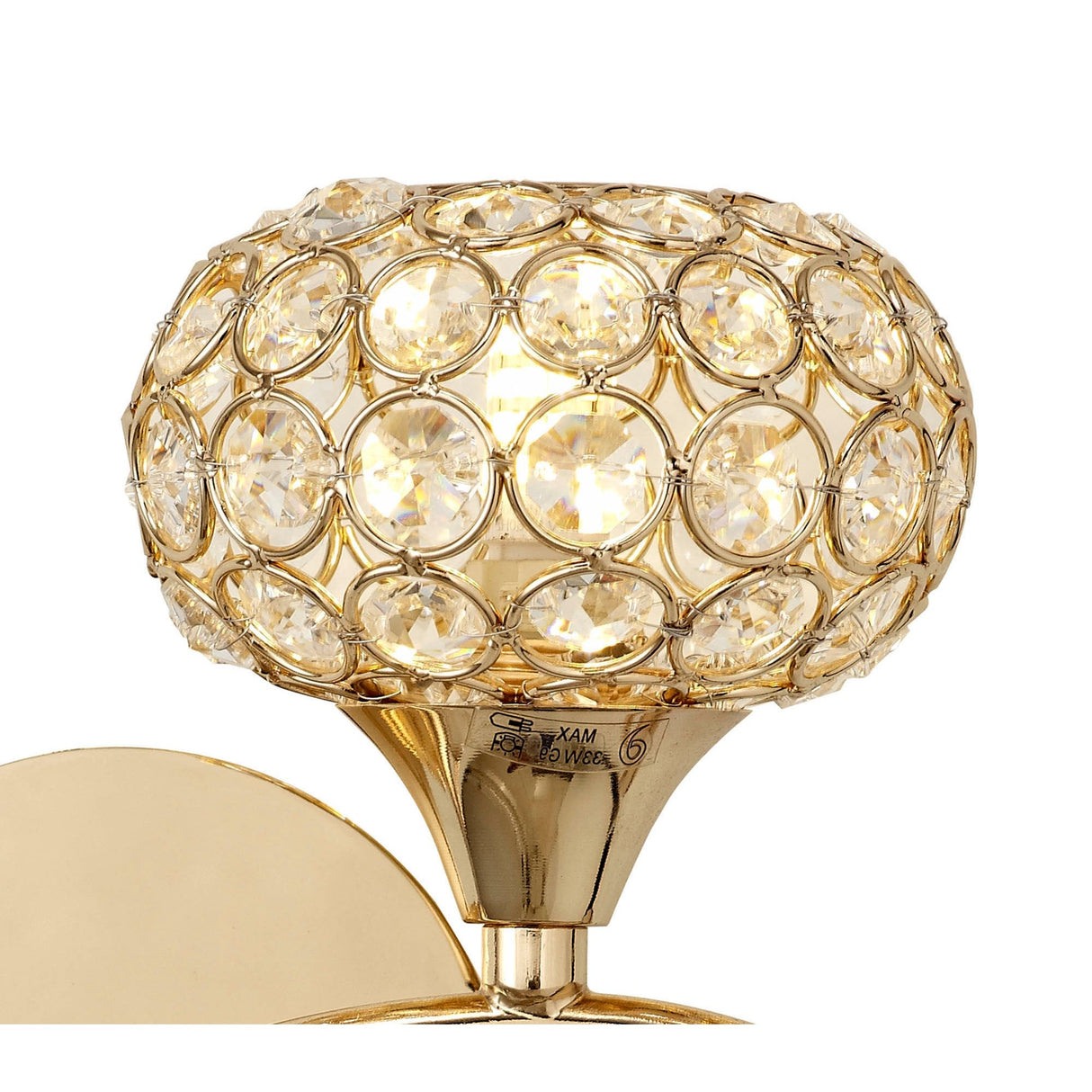 Leimo 1 Light Crystal Right Wall Light - Gold