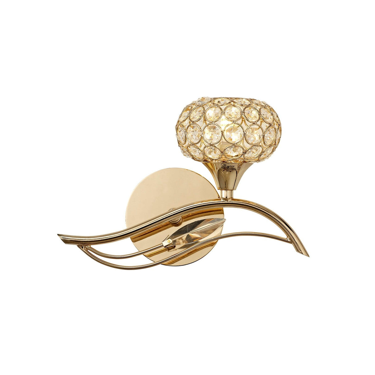 Leimo 1 Light Crystal Right Wall Light - Gold