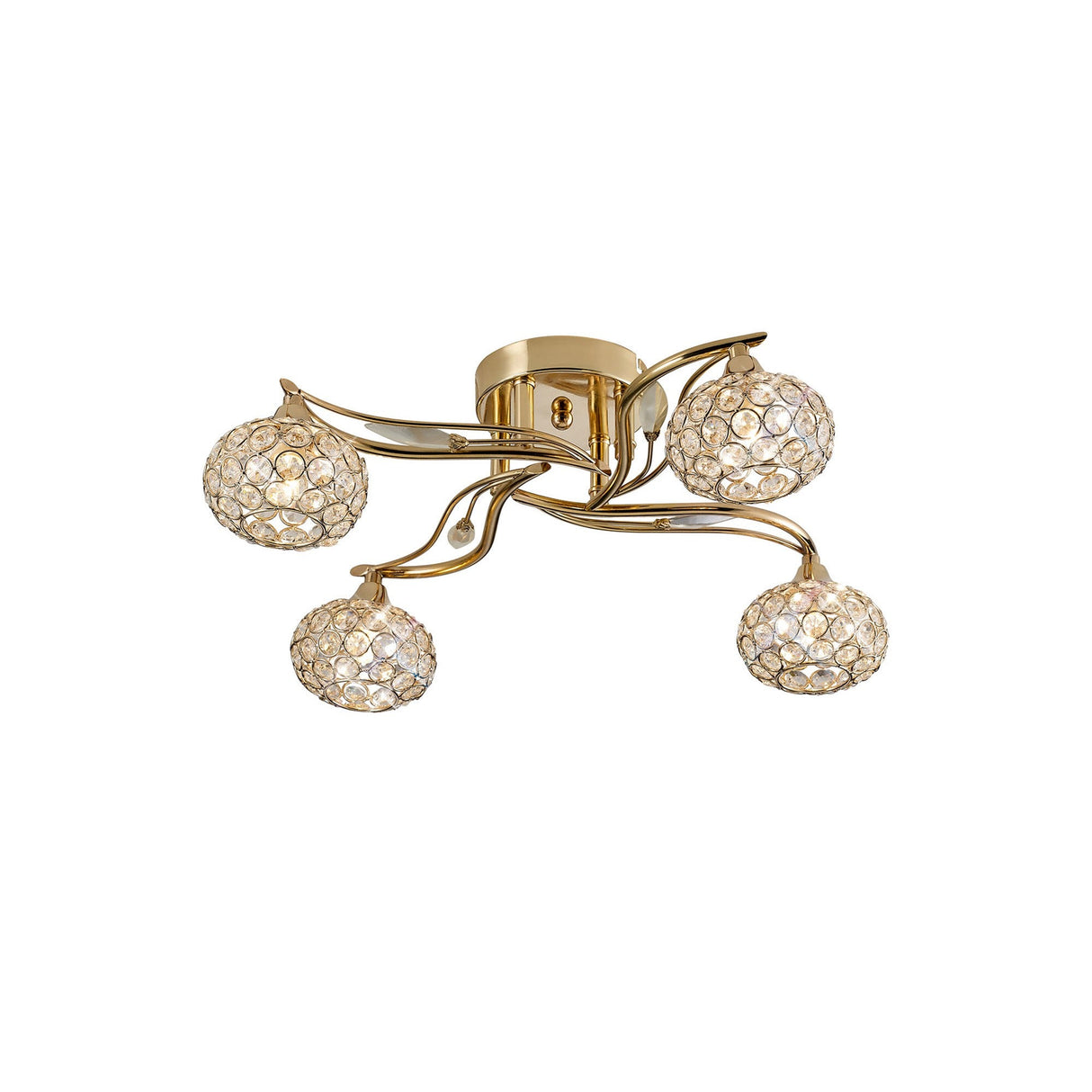Leimo 4 Light Crystal Semi-Flush Ceiling Light - French Gold