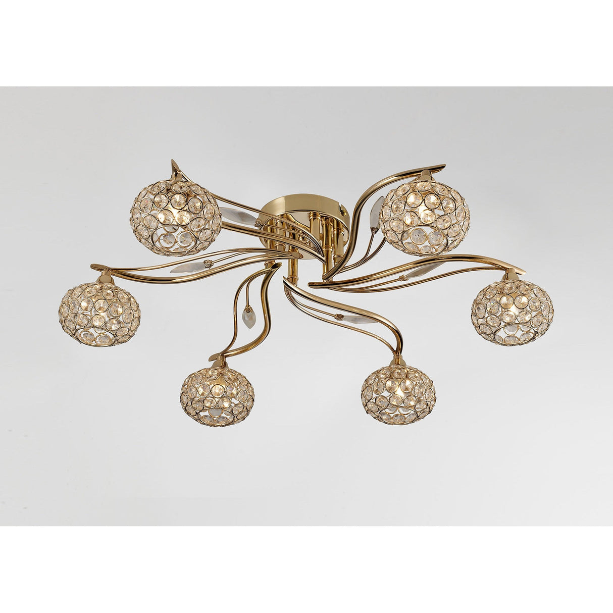 Leimo 6 Light Crystal Semi-Flush Ceiling Light - French Gold