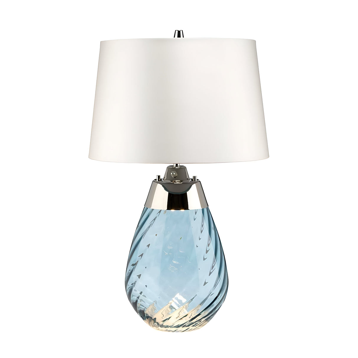 Lena 2 Light Small Blue Table Lamp with Off - Blue-tinted Glass / Off-White Shade