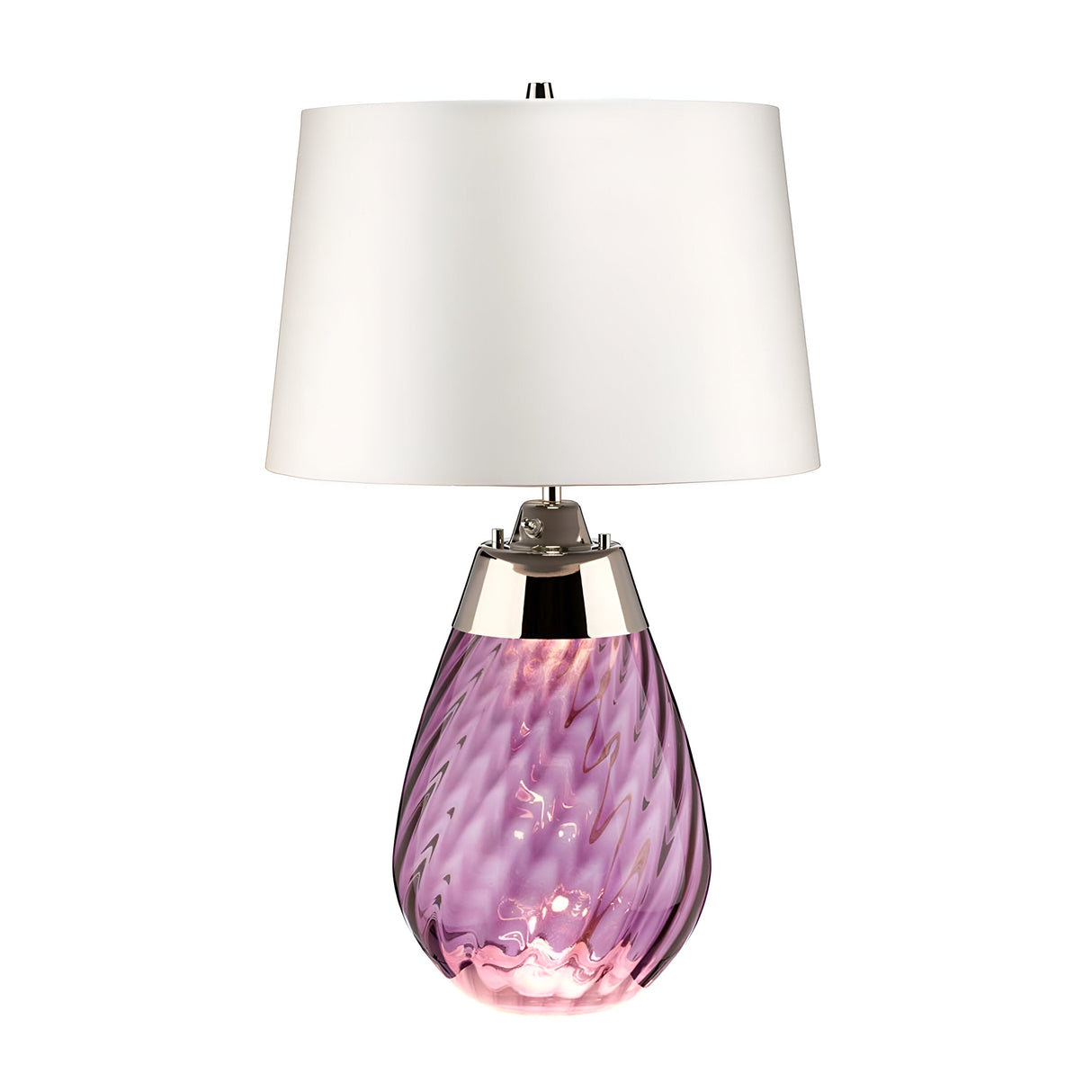 Lena 2 Light Small Plum Table Lamp with Off - Plum-tinted Glass / Off-White Shade