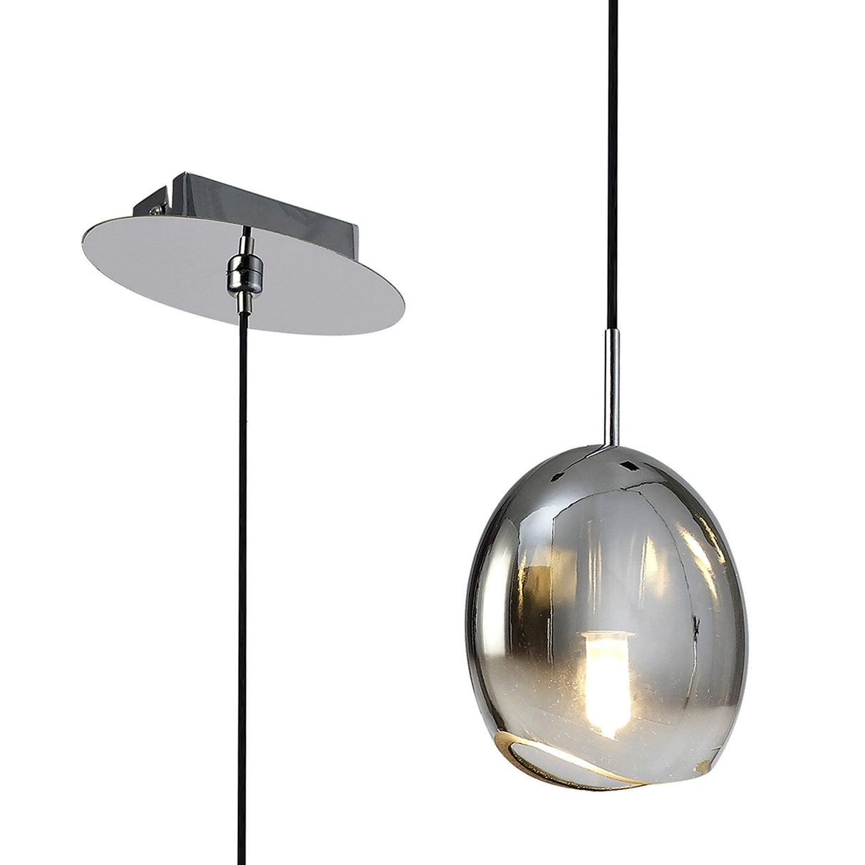 Lens 14cm Round 1 Light Glass Pendant Light - Chrome