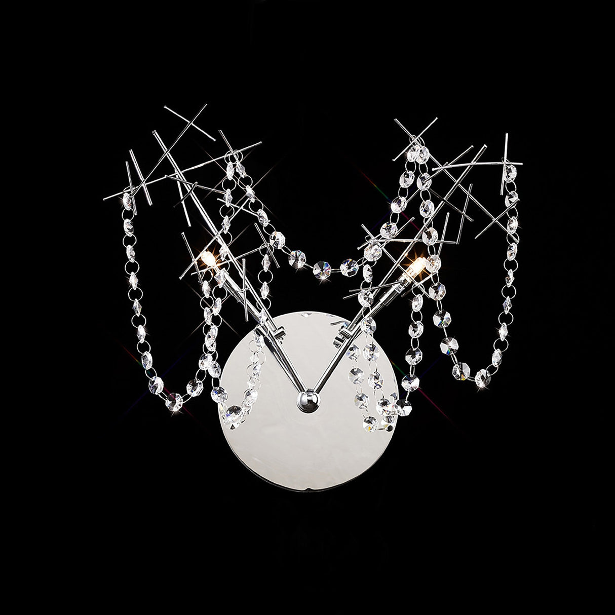 Lexi 2 Light Crystal Wall Light - Chrome