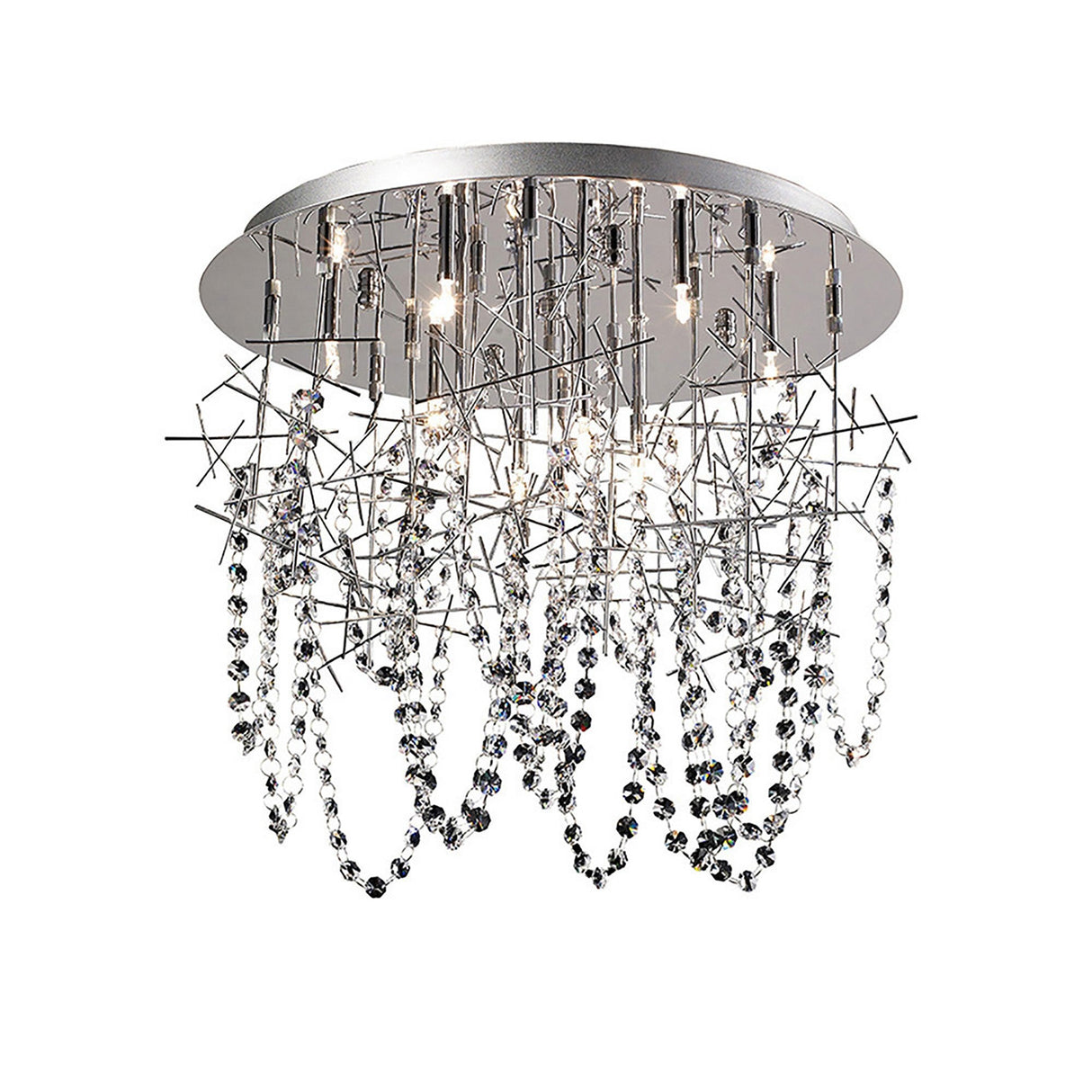 Lexi 10 Light Crystal Semi-Flush Ceiling Light - Polished Chrome