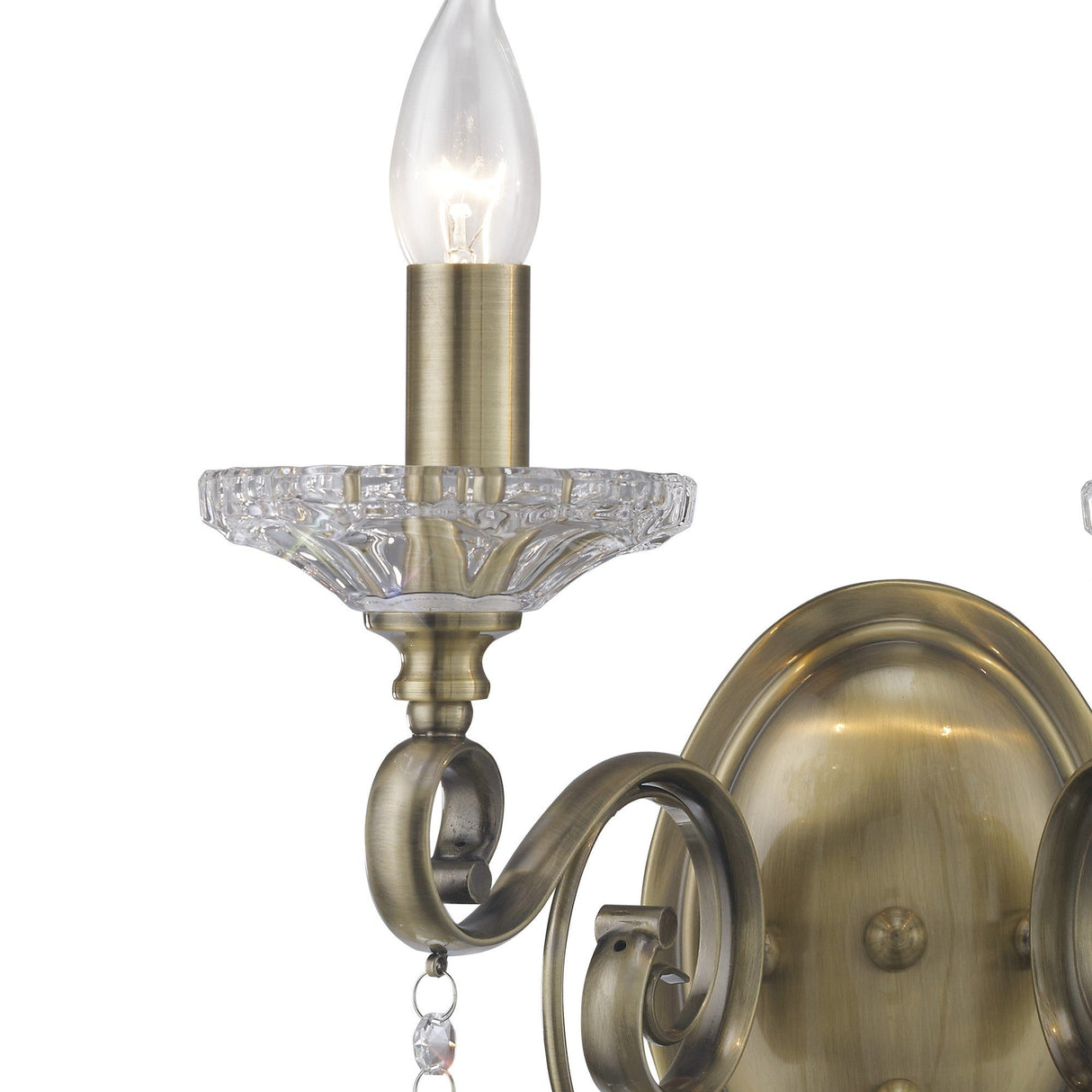 Libra 2 Light Crystal Wall Light With Switch - Brass