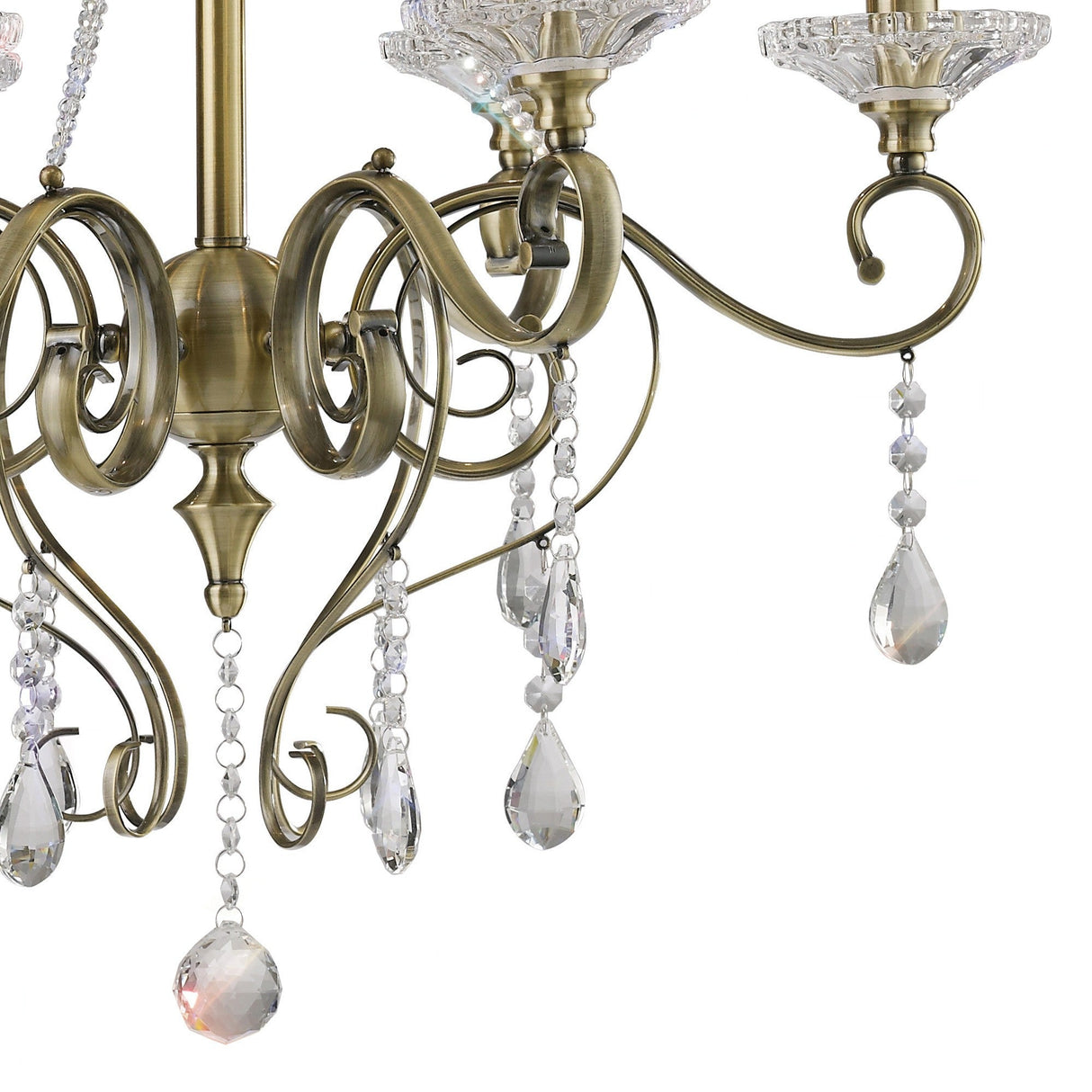 Libra 64cm 6 Light Crystal Chandelier - Antique Brass
