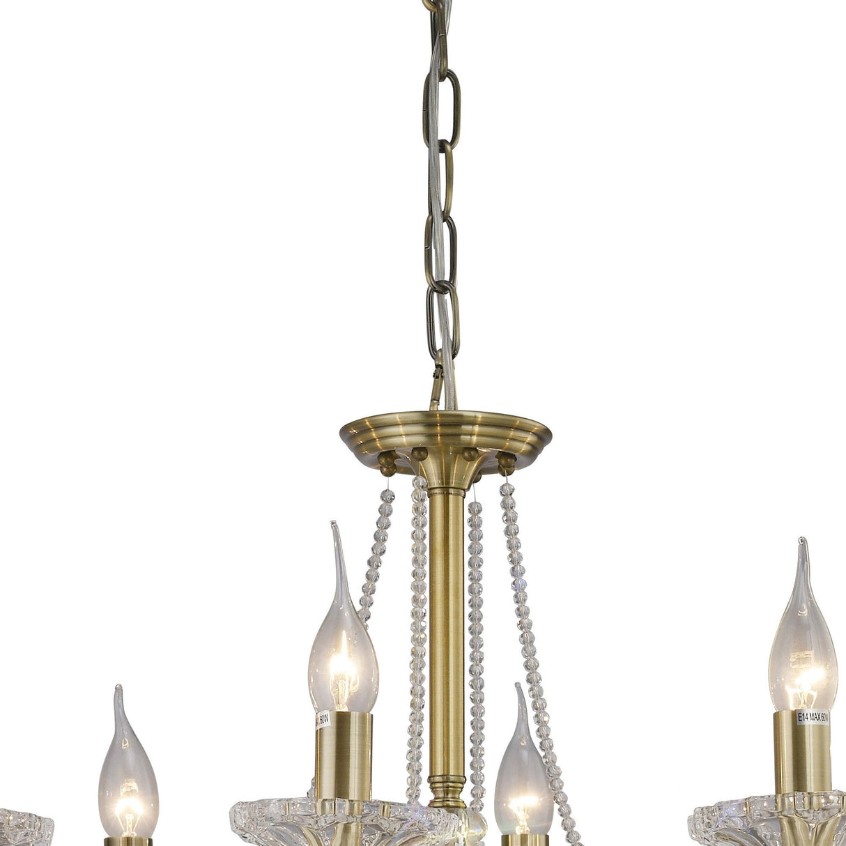 Libra 74cm 8 Light Crystal Chandelier - Antique Brass