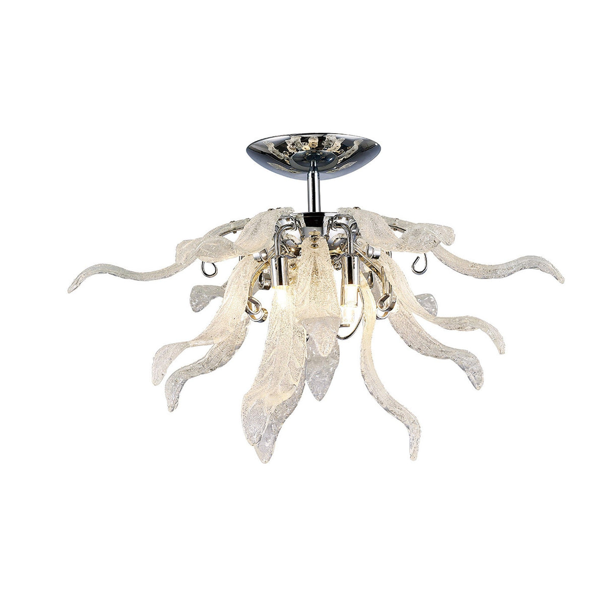 Lily 6 Light Glass Semi-Flush Ceiling Light - Polished Chrome