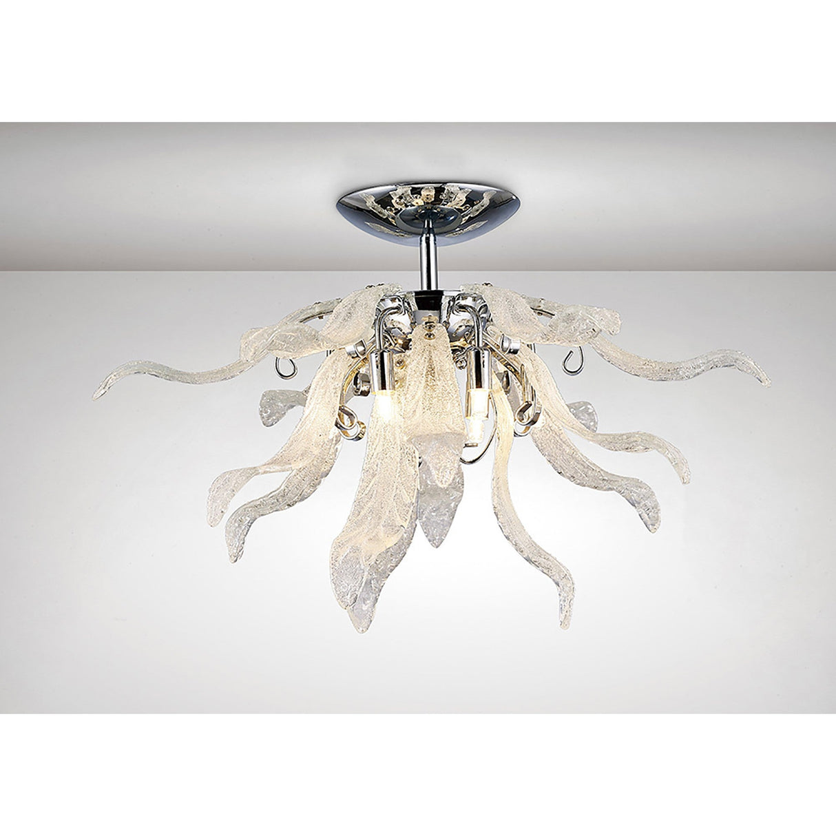 Lily 6 Light Glass Semi-Flush Ceiling Light - Polished Chrome