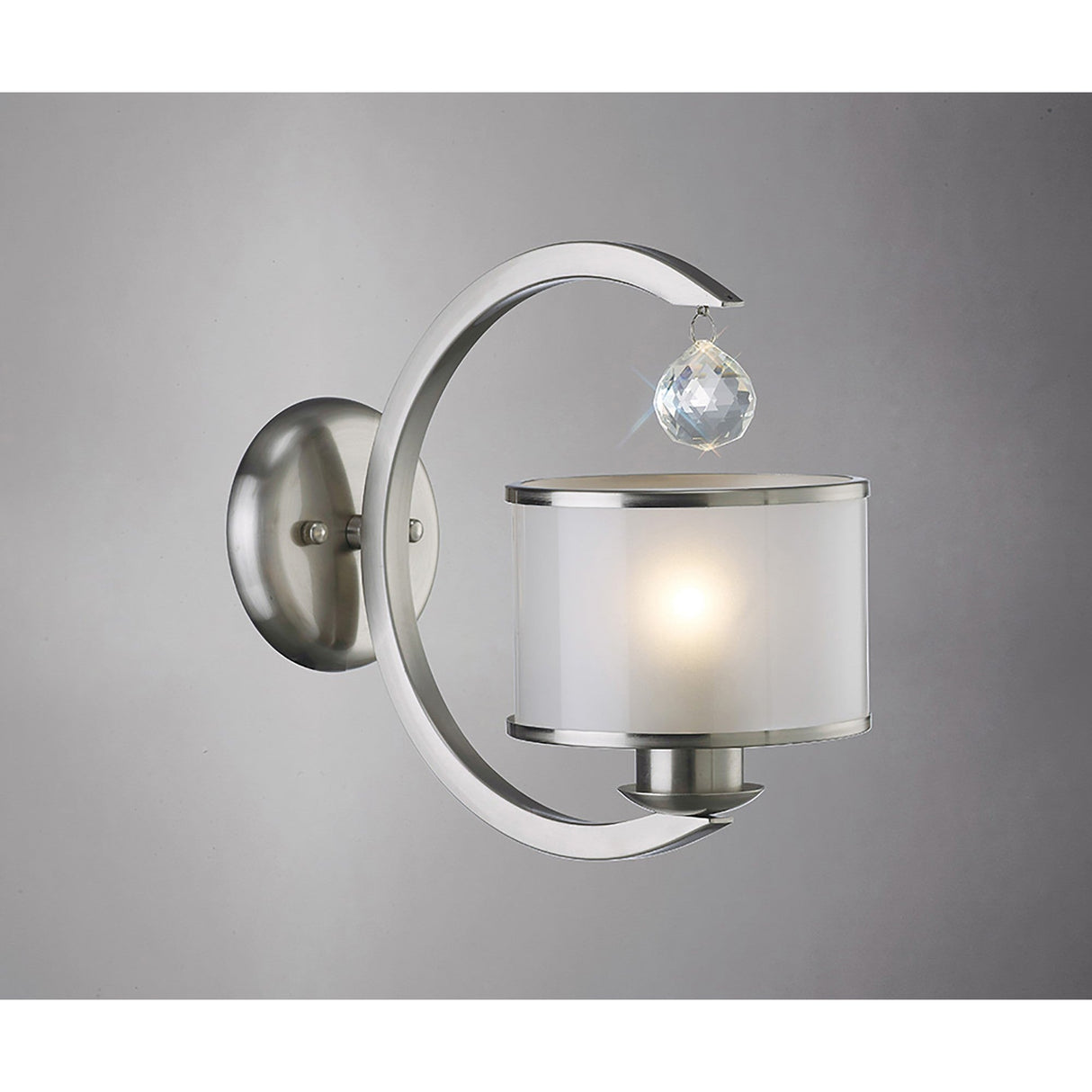 Lincoln 1 Light Glass Wall Light - Satin Nickel