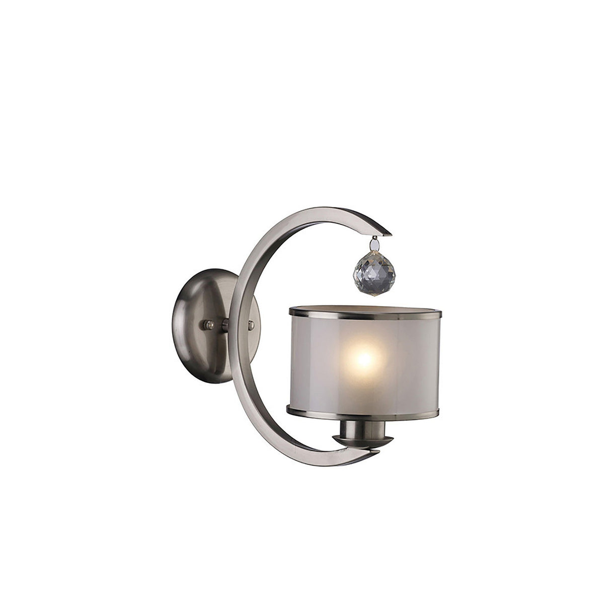 Lincoln 1 Light Glass Wall Light - Satin Nickel