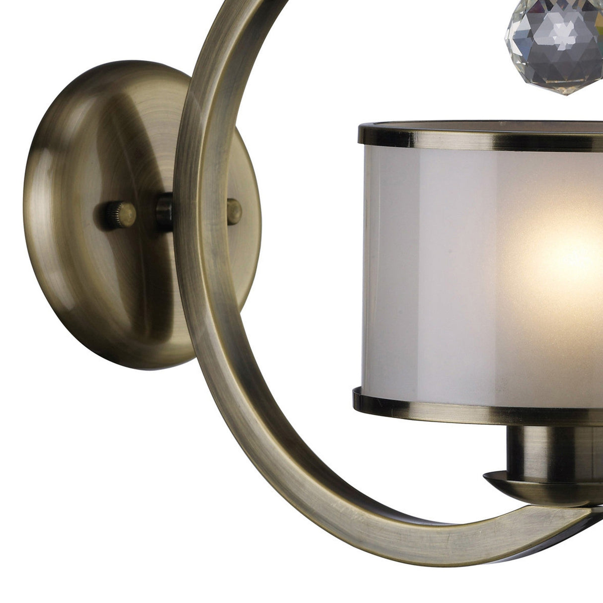 Lincoln 1 Light Glass Wall Light - Antique Brass