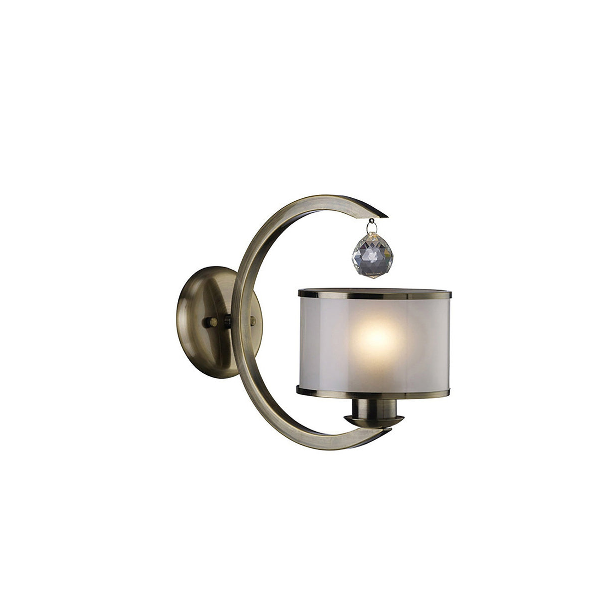 Lincoln 1 Light Glass Wall Light - Antique Brass