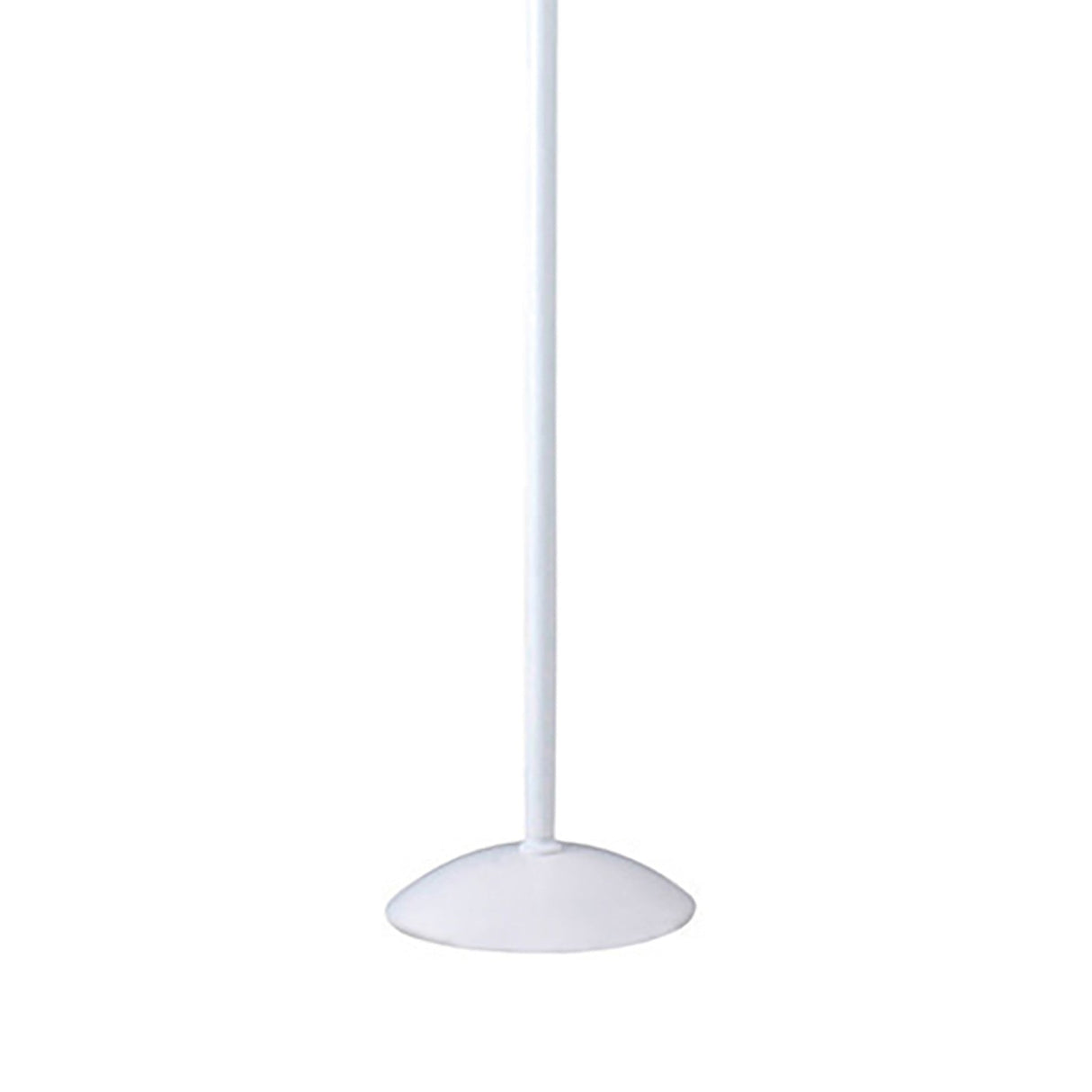 The Llamas 6 Light Floor Lamp in gloss white features a minimal, modern design with a dome-shaped base and straight pole. Shown against a plain white background, this sculptural lighting piece has no visible lampshade or bulb.