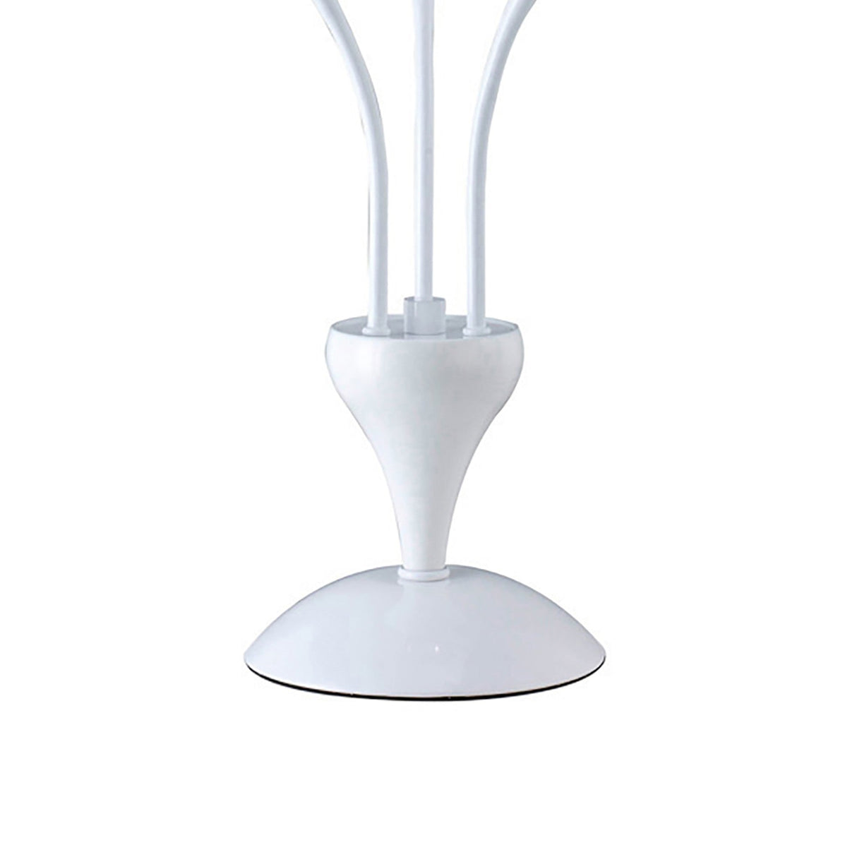 The image shows the base of the Llamas 3 Light Table Lamp in gloss white, featuring a sculptural design with a rounded, flared bottom and several slender stems extending upward.