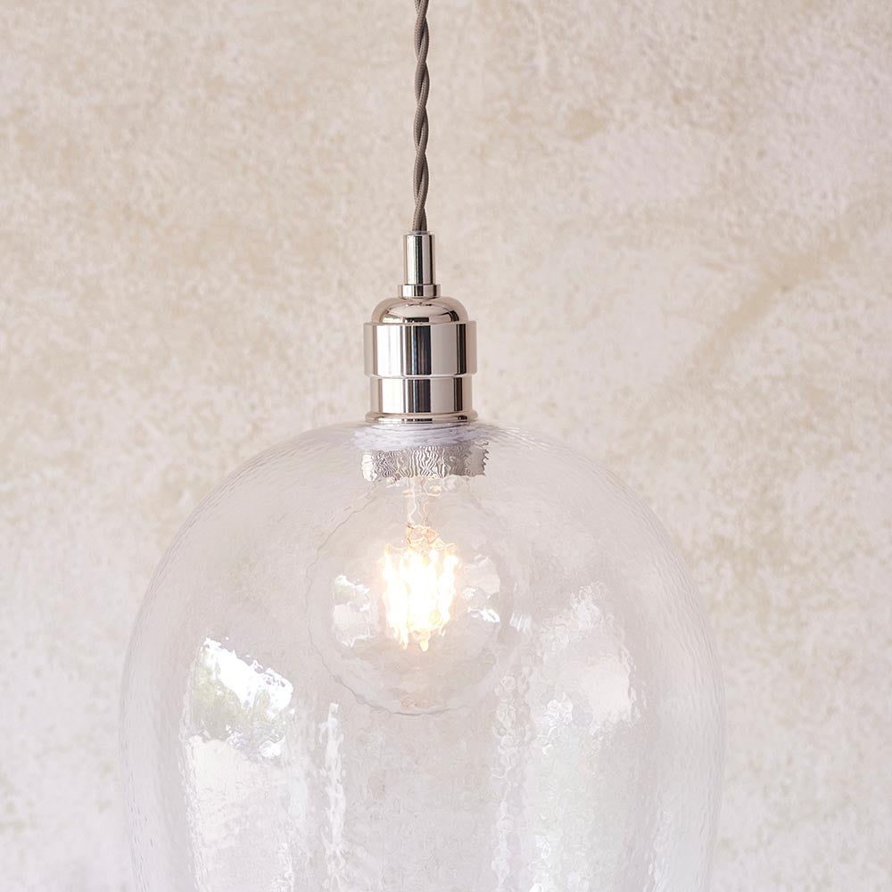 Draywick Hammered Large Pendant - Clear Bright Nickel