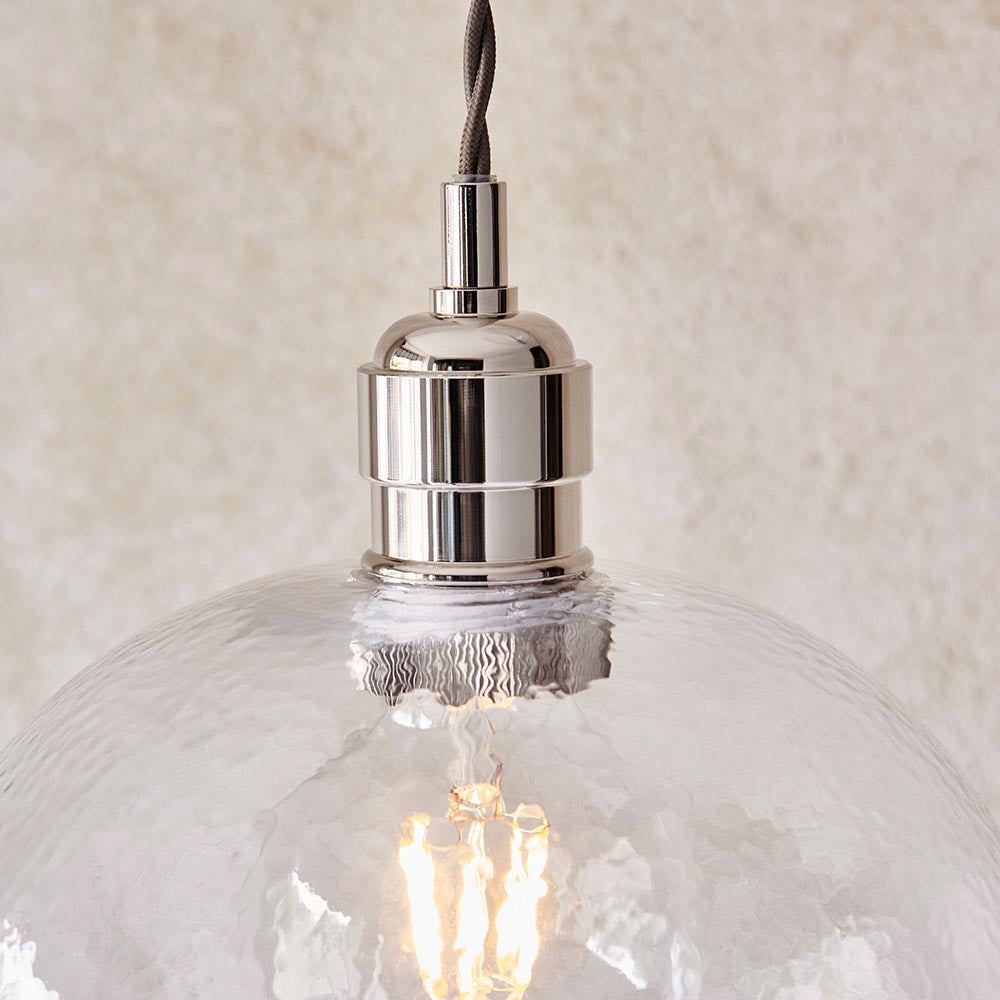 Draywick Hammered Large Pendant - Clear Bright Nickel