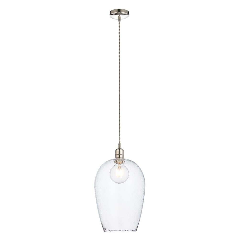 Draywick Hammered Large Pendant - Clear Bright Nickel