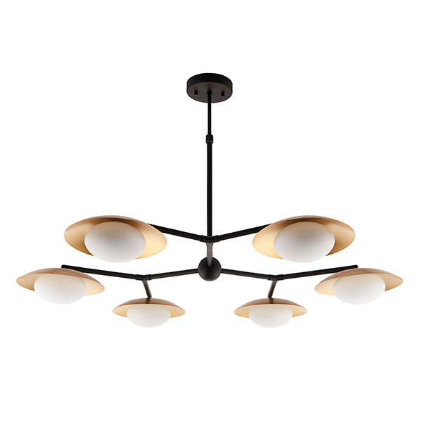 Heronwell XL Dish Pebble Shaped 6 Light Pendant - Gold Bronze