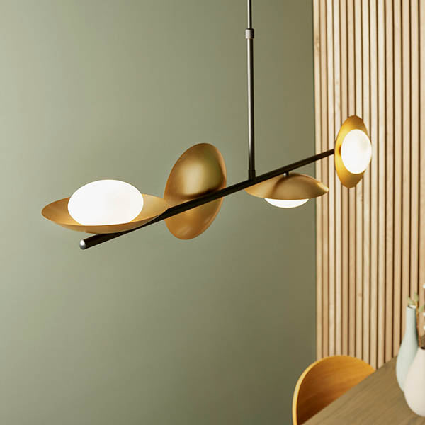 Heronwell Dish Linear Pebble Shaped 4 Light Pendant - Gold Bronze