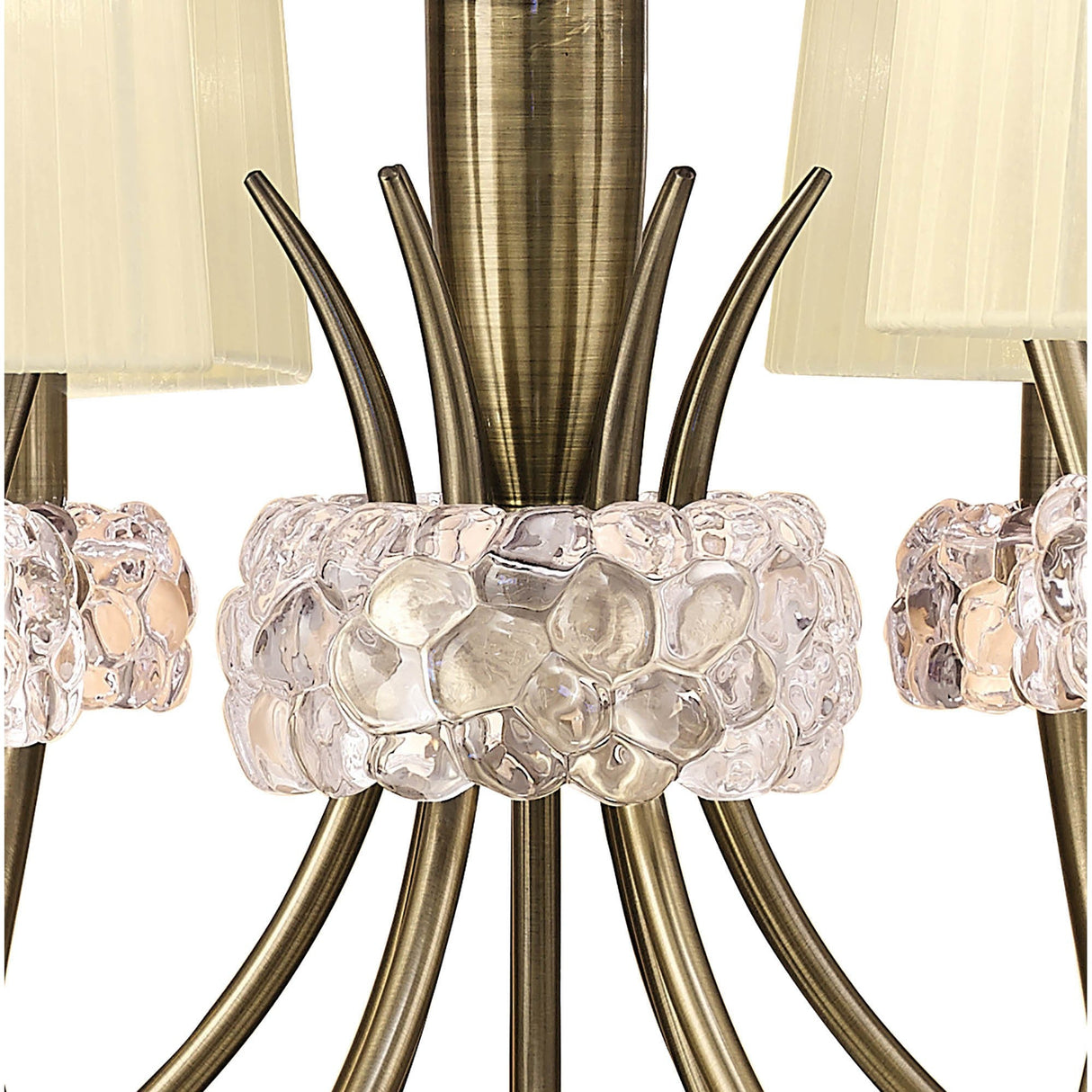 Loewe 75cm 2 Tier 9 Light Chandelier - Brass With Cream Shades