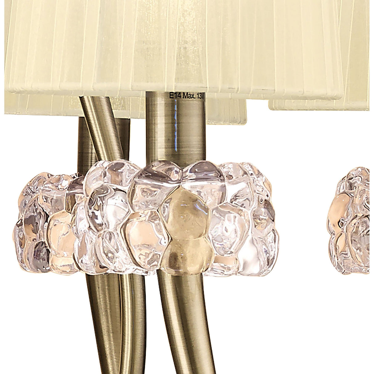 Loewe 75cm 2 Tier 9 Light Chandelier - Brass With Cream Shades