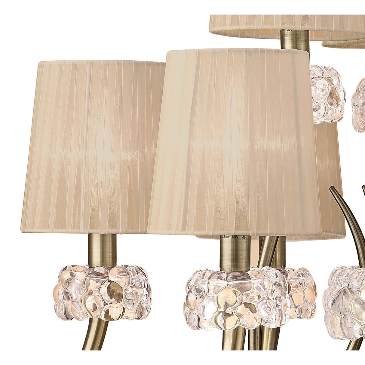 Loewe 75cm 2 Tier 9 Light Chandelier - Brass With Bronze Shades