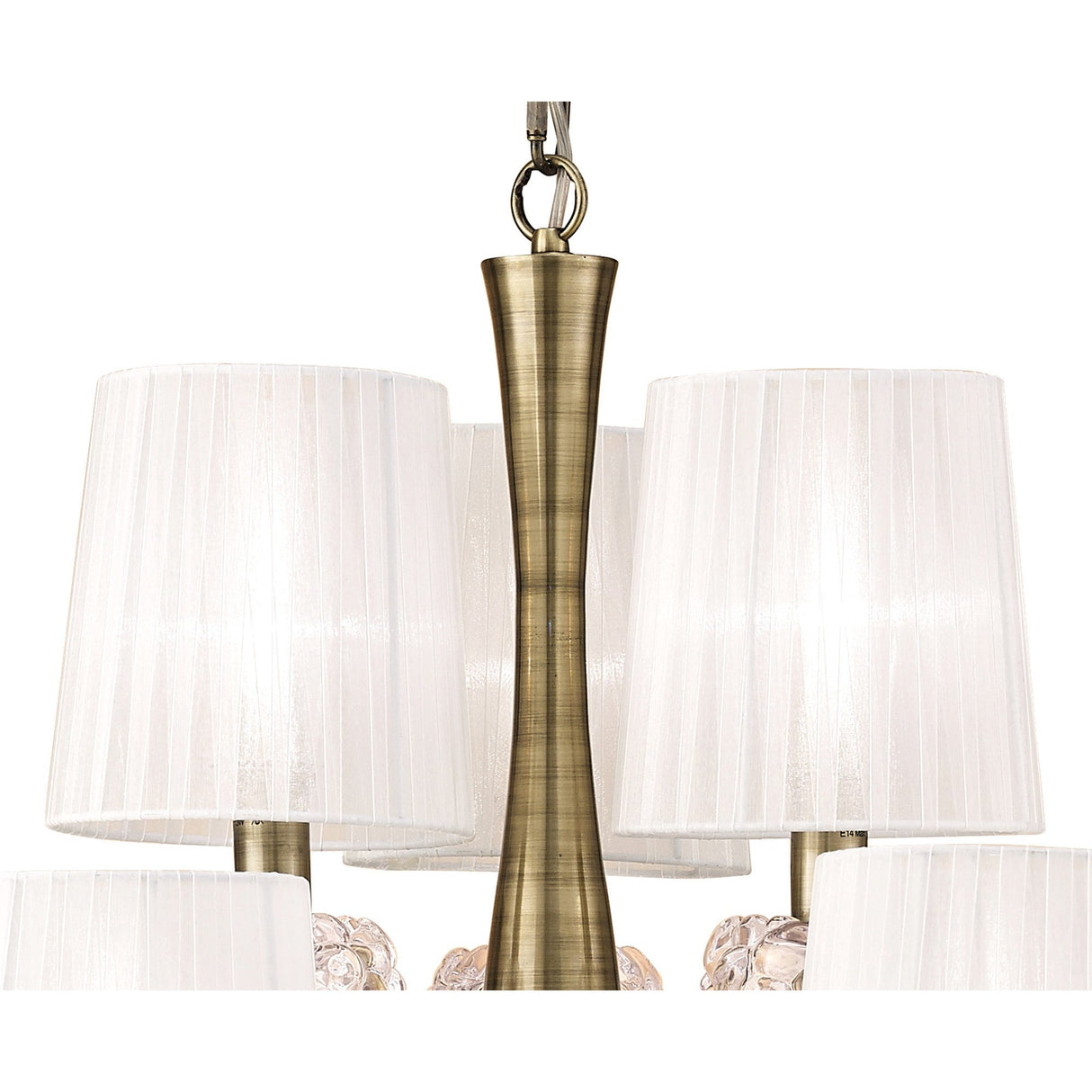 Loewe 75cm 2 Tier 9 Light Chandelier - Brass With White Shades