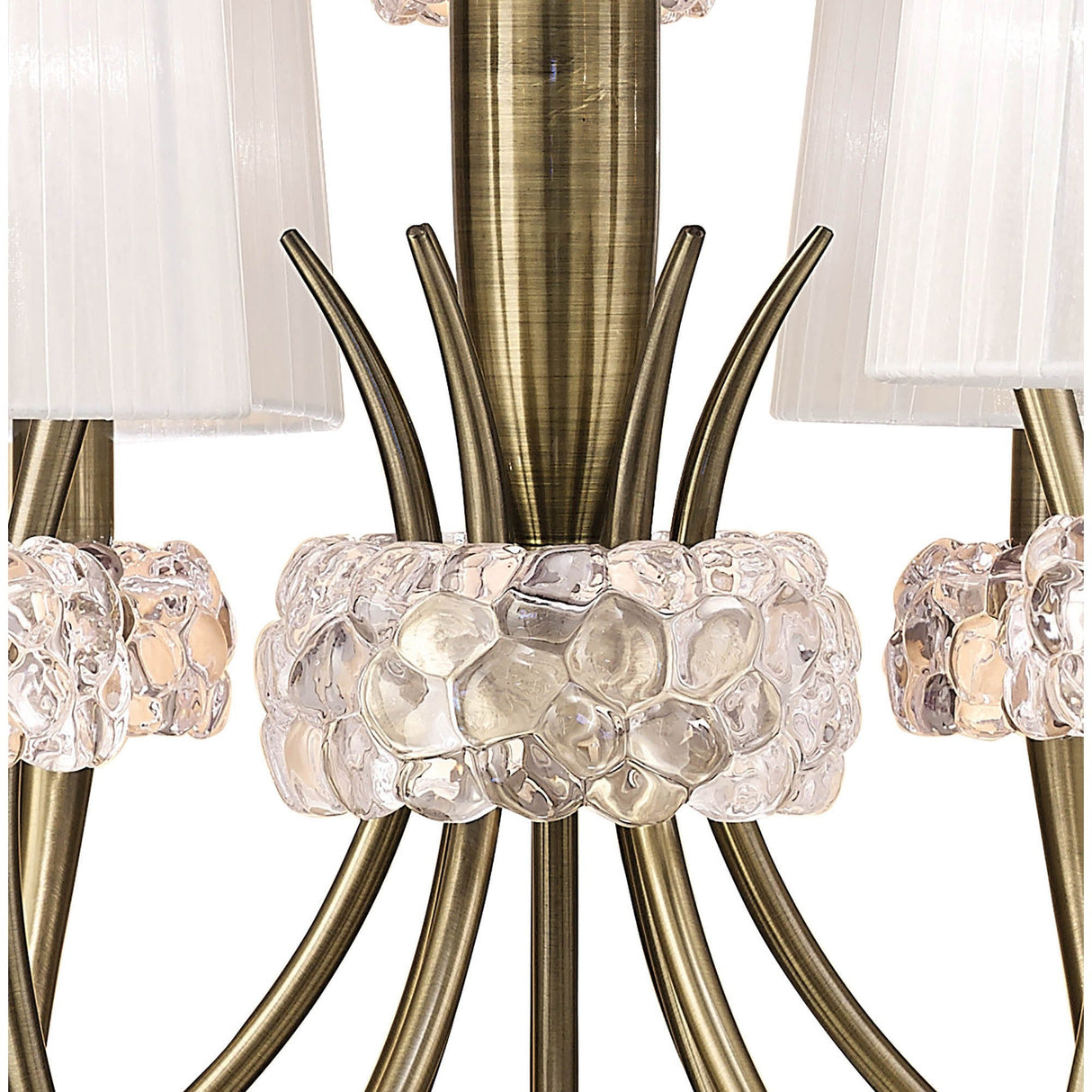 Loewe 75cm 2 Tier 9 Light Chandelier - Brass With White Shades