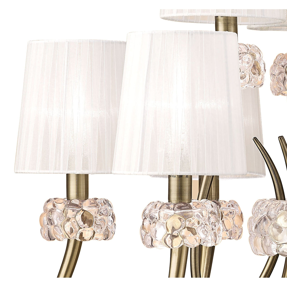 Loewe 75cm 2 Tier 9 Light Chandelier - Brass With White Shades