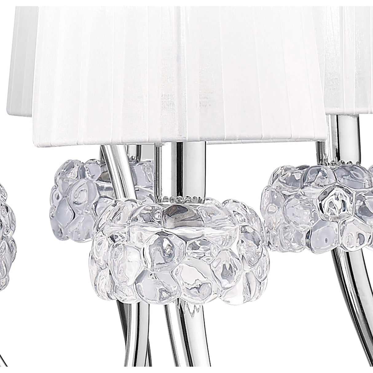 Loewe 2 Tier 9 Light Chandelier - Polished Chrome With White Shades