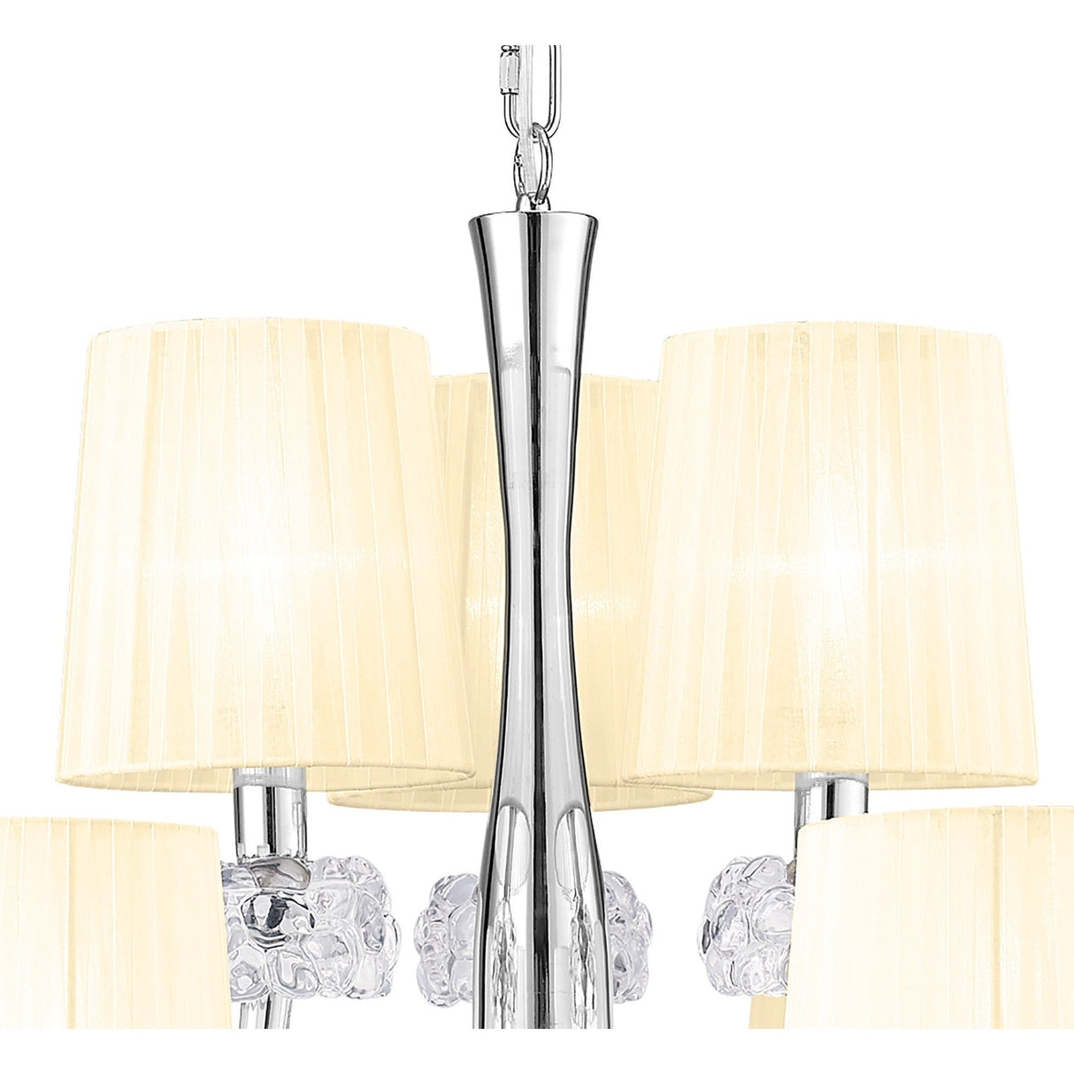 Loewe 2 Tier 9 Light Chandelier - Polished Chrome With Cream Shades