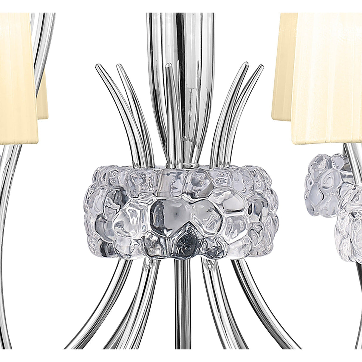 Loewe 2 Tier 9 Light Chandelier - Polished Chrome With Cream Shades