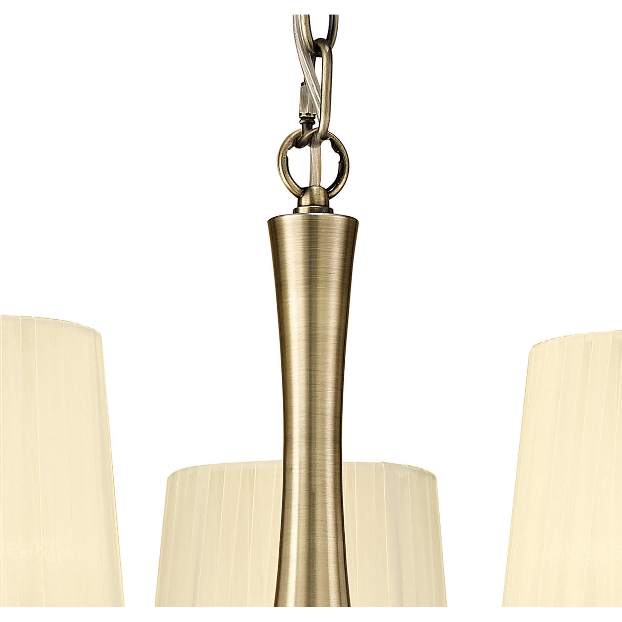 Loewe 66cm 5 Light Chandelier - Antique Brass With Cream Shades