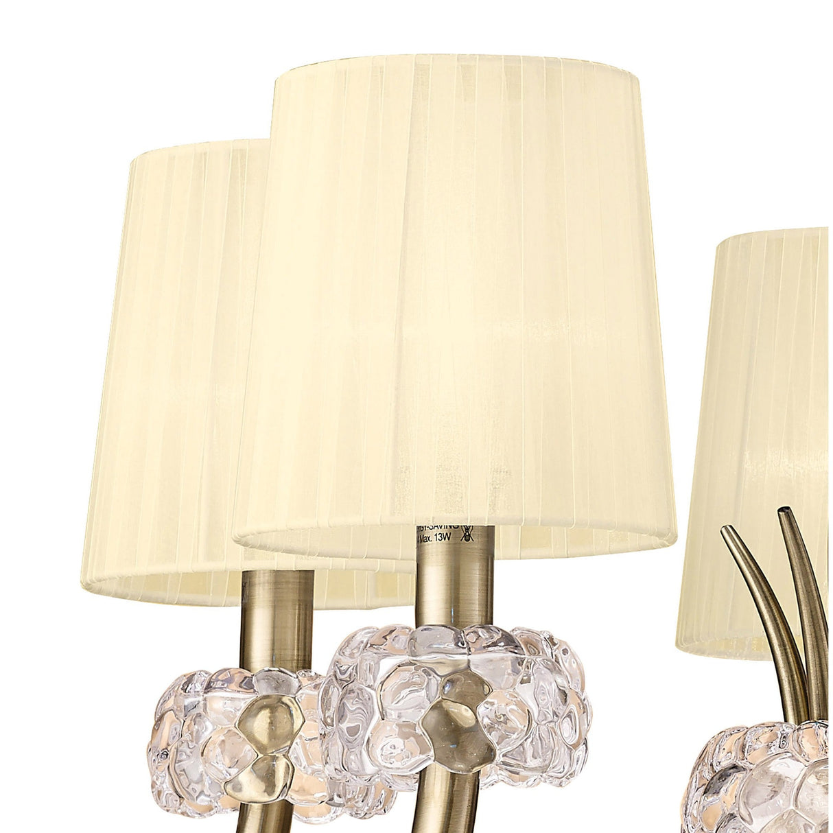 Loewe 66cm 5 Light Chandelier - Antique Brass With Cream Shades