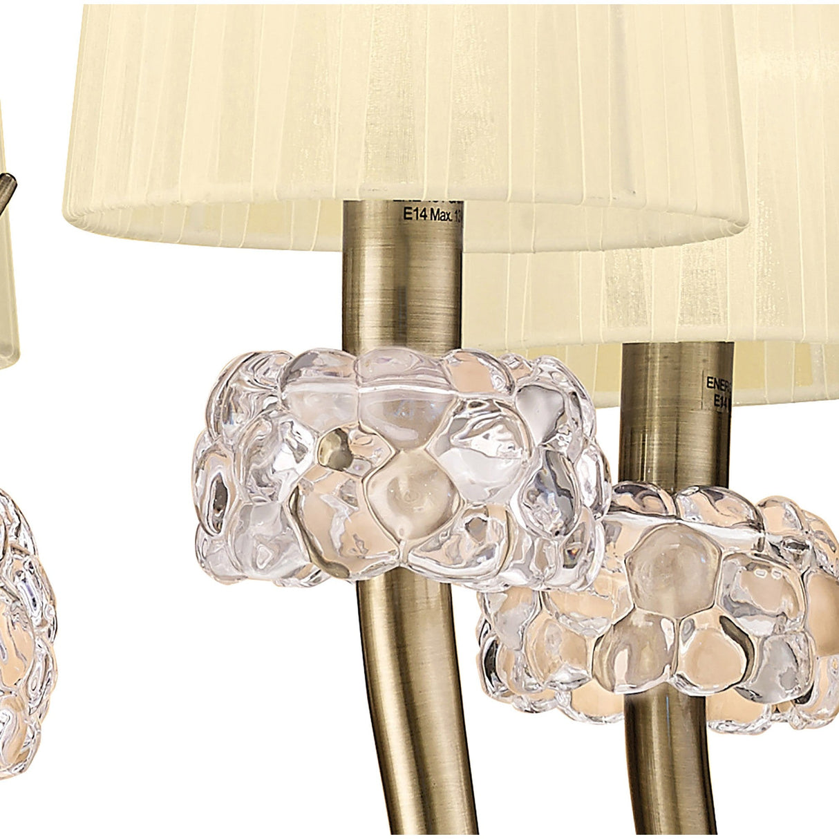 Loewe 66cm 5 Light Chandelier - Antique Brass With Cream Shades