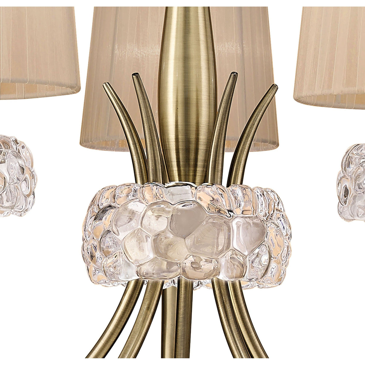 Loewe 66cm 5 Light Chandelier - Antique Brass With Soft Bronze Shades