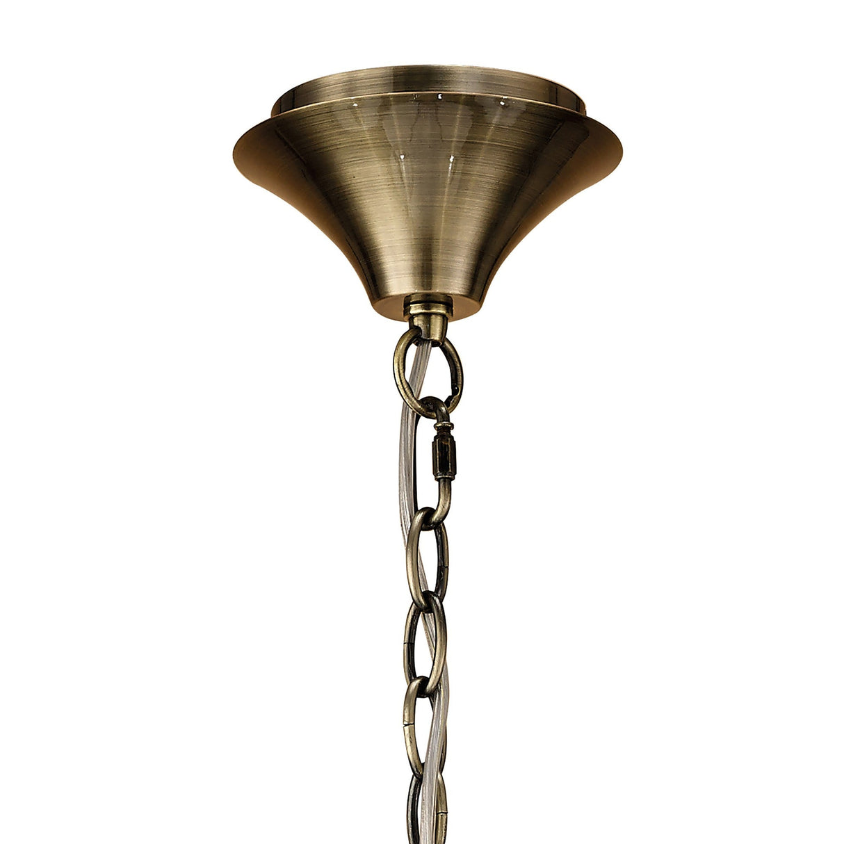 Loewe 66cm 5 Light Chandelier - Antique Brass With White Shades