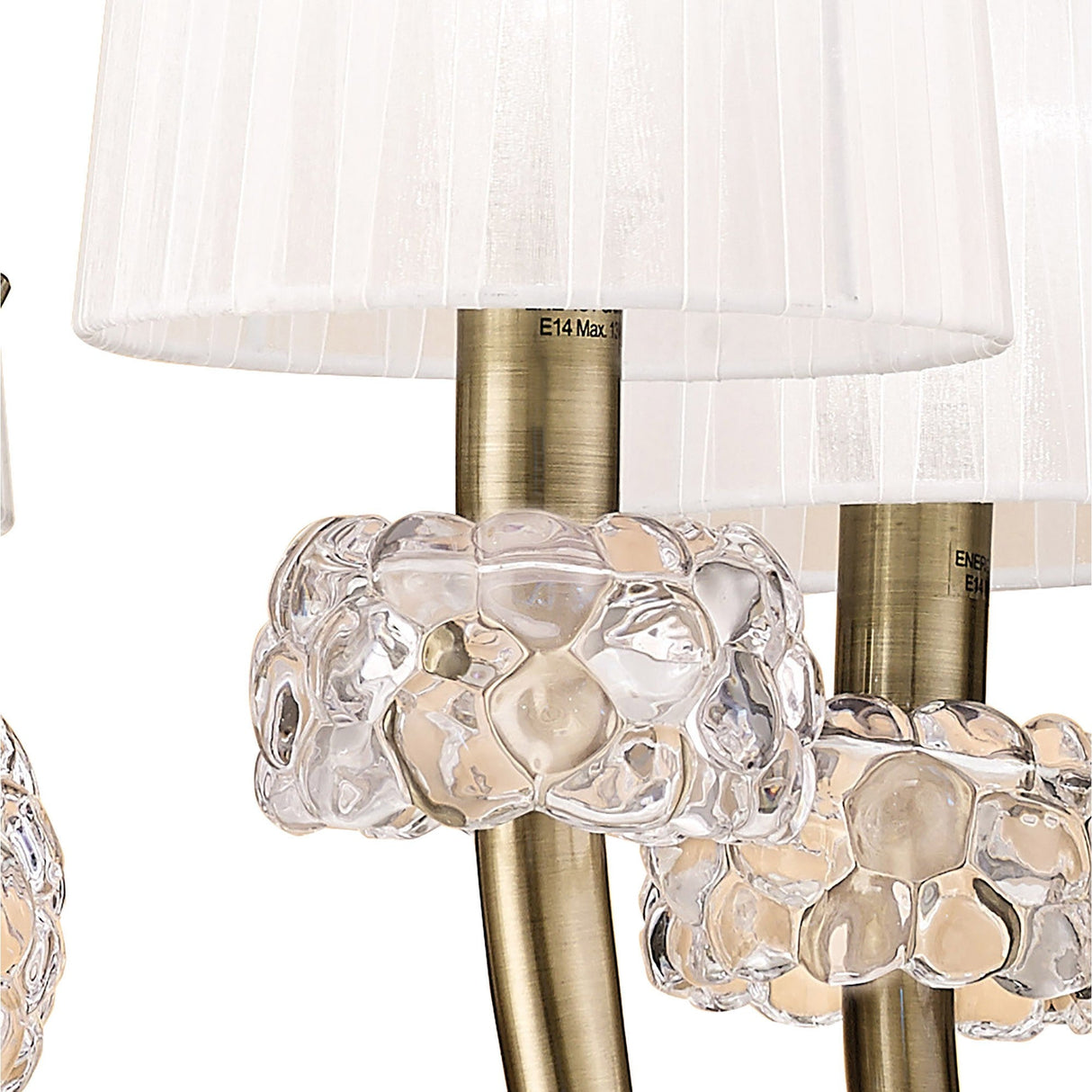 Loewe 66cm 5 Light Chandelier - Antique Brass With White Shades