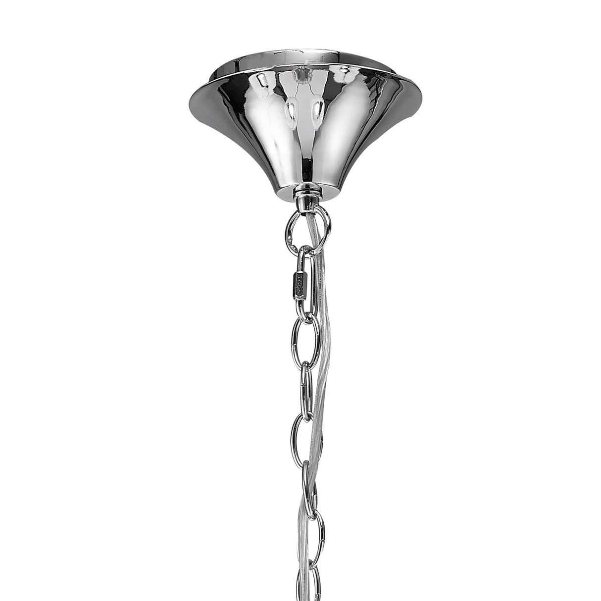 Loewe 5 Light Chandelier - Polished Chrome With White Shades