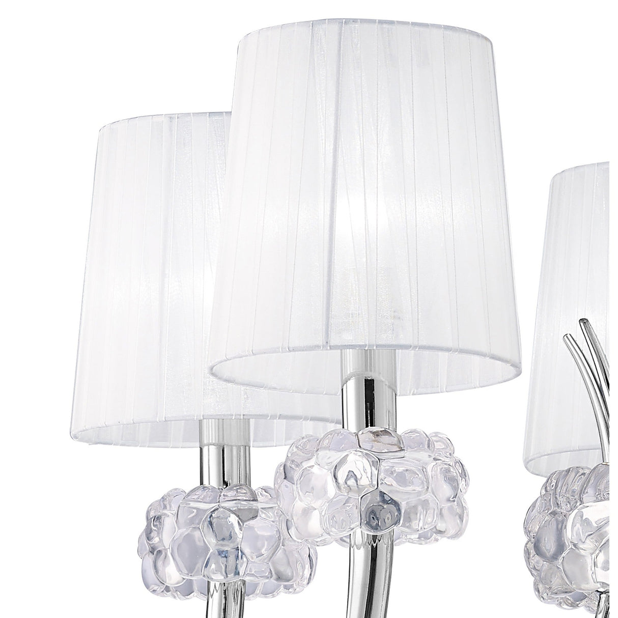 Loewe 5 Light Chandelier - Polished Chrome With White Shades