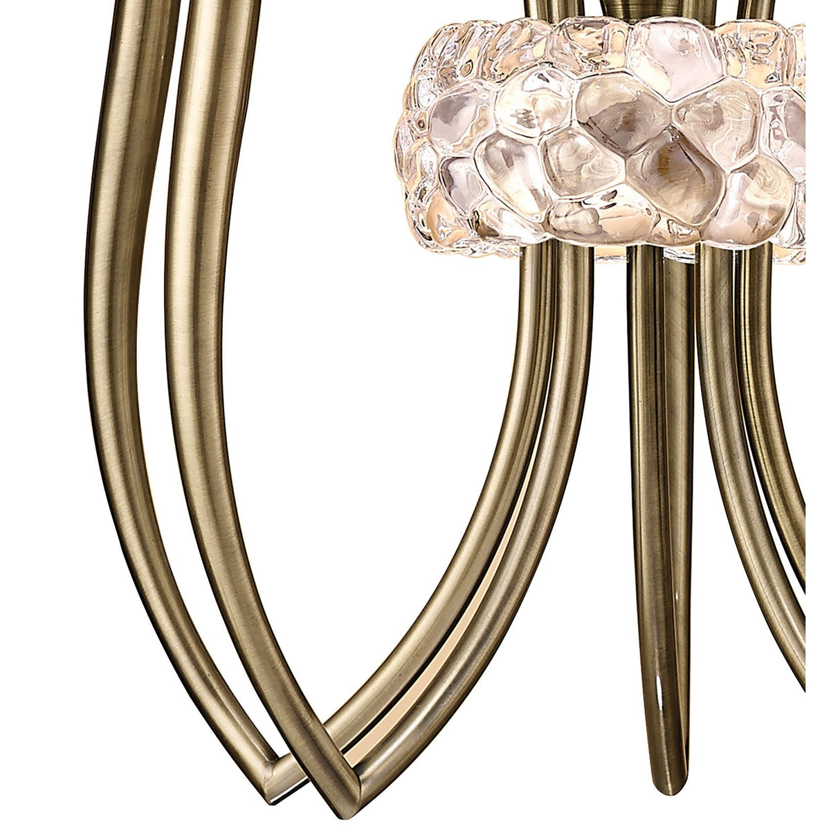 Loewe 50cm Slim 5 Light Chandelier - Antique Brass With Cream Shades