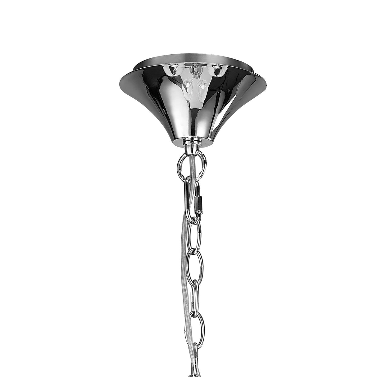 Loewe Slim 5 Light Chandelier - Polished Chrome With White Shades