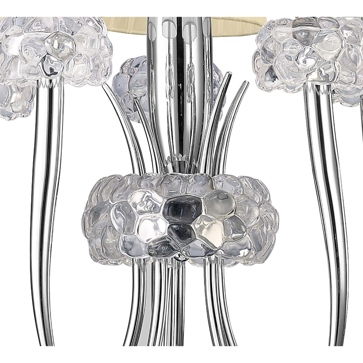 Loewe Slim 5 Light Chandelier - Polished Chrome With Cream Shades