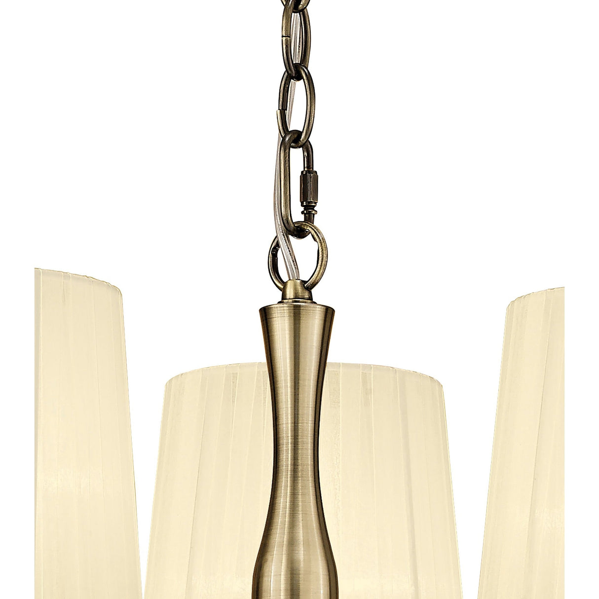 Loewe 50cm 3 Light Chandelier - Antique Brass With Cream Shades